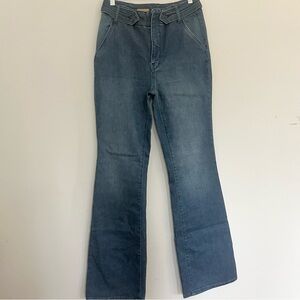 Pilcro Anthropologie High Rise Flare Jeans Size 30 Medium Wash w Side Details